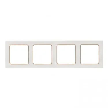 Стокгольм Рамка 4-местная белая с линией цвета шампань
