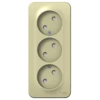 Розетка открытой установки BLANCA трехпостовая без заземления со шторками, с изолирующей пластиной, 16А, 250В, бежевый