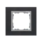 Рамка на 1 пост, S82N, сталь матовая чёрная - алюминий (металл)