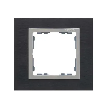 Рамка на 1 пост, S82N, сталь матовая чёрная - алюминий (металл)