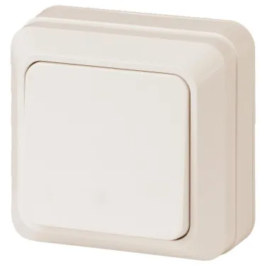 Выключатель Intro Quadro 2-101-02 одноклавишный 10А-250В, IP20, ОУ, слоновая кость