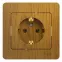 GLOSSA Розетка с заземлением дуб в сборе