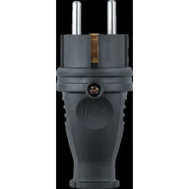 Вилка Navigator 61 368 NCA-PLR02-16A-E-IP44-BL прямая с заземлением каучук черная