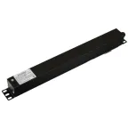 Блок розеток для 19' шкафов. горизонтальный. 8 розеток Schuko. выключатель с подсветкой. без кабеля питания. клеммная колодка 16A. 250В. 482.6x44.4x44.4мм (ШхГхВ). корпус алюминий. черный