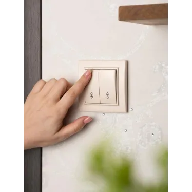 Выключатель двухклавишный СП проходной 10А бежевый Минск