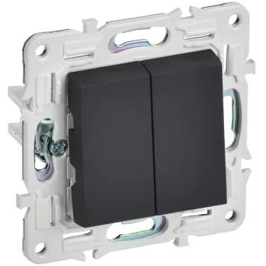 SKANDY Выключатель 2-клавишный проходной 10А SK-V05G графит IEK