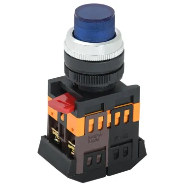 Кнопка ABLFP-22 синяя неон 1з+1р