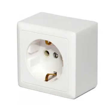 ХИТ Розетка с заземлением наружная 250В 16А белая