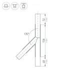 Тройник PLS-LOCK-H25-T135R правый (с экраном MAT-L) (ARL, Металл)