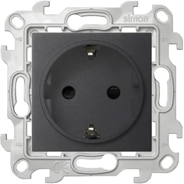 Розетка 2К+З Schuko со штор, графит
