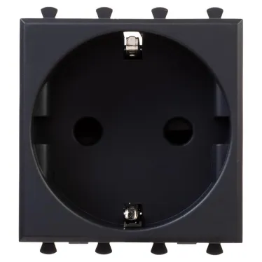 Avanti Розетка модульная, 2P+E, с з/ш, , Черный матовый, 2 модуля