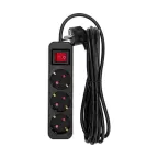 Удлинитель STANDARD 3 гнезда, 3 м, 3х1,0 мм2, с/з, с выключателем, черный