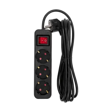 Удлинитель STANDARD 3 гнезда, 3 м, 3х1,0 мм2, с/з, с выключателем, черный