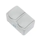 Блок горизонтальный 2 розетки Mini OG IP54 с заземлением, о/у, серый