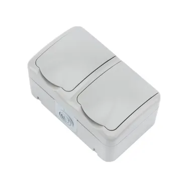 Блок горизонтальный 2 розетки Mini OG IP54 с заземлением, о/у, серый