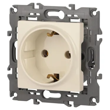 Розетка 2P+E Schuko, 16А-250В, Эра Elegance, сл.кость, 14-2101-02