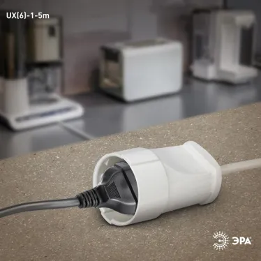 Удлинитель UX(6)-1-5m без заземл, ПВС 2x0,75 мм2, 1гн, 5м (20/720) UX(6)-1-5m