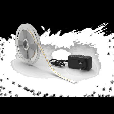 Лента светодиодная LED 2835/120-SMD 14.4 Вт/м 1400 лм/м 3000К DC 12В IP20 8мм комплект лента и драйвер (блистер 5м) Basic Gauss