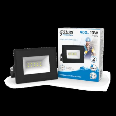 Прожектор светодиодный ДО 10 Вт 900 лм 6500К AC 220В IP65 76х93х28мм Elementary Gauss