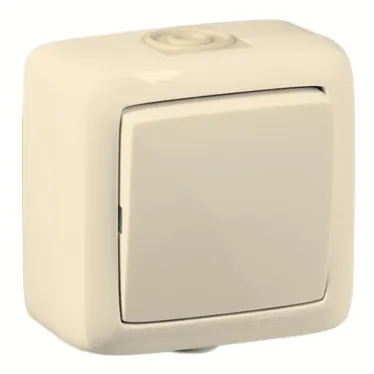 Переключатель одноклавишный наружный слоновая кость 16А