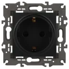 Розетка 2P+E Schuko, 16А-250В, Эра Elegance, антрацит, 14-2101-05