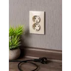 Валенсия розетка 2-местная с/з 16А кремовая с защ. штор. PROxima