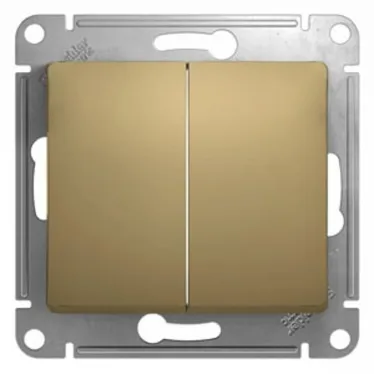 GLOSSA Выключатель двухклавишный в рамку титан сх.5