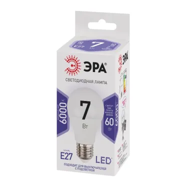 Лампа светодиодная LED A60-7W-860-E27 (диод, груша, 7Вт, хол, E27) (10/100/1500)