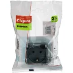 Розетка 2К+З IP 44 с откидной крышкой и шторками немецкий стандарт 16 А 250 В~ INSPIRIA алюминий