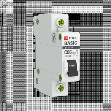 Выключатель автоматический однополюсный 6А С ВА47-29 4.5кА