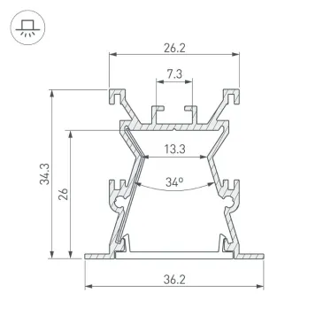 Профиль с экраном ALU-WIDE-FL-H35-2000 ANOD+FROST (ARL, Алюминий)
