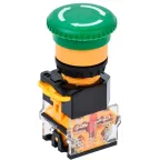 Кнопка D8-11ZS ''Грибок'' d-22мм 1з+1р пов. с фик. зеленая