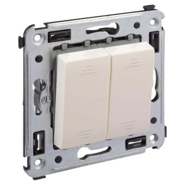 Avanti Переключатель двухклавишный в стену, ''Ванильная дымка''