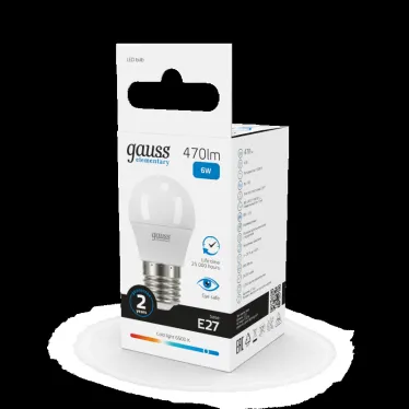 Лампа светодиодная LED 6 Вт 470 лм 6500К шар P45 холодный E27 AC 220В Elementary Gauss