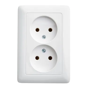 ХИТ Розетка двойная скрытая белая без заземления и шторок 16А 250В