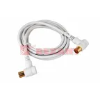 Шнур ТВ штекер - ТВ штекер, угловой, длина 1,5 метра, белый,