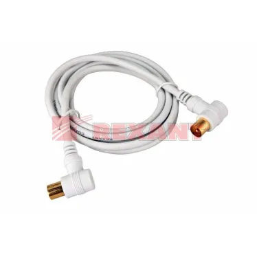 Шнур ТВ штекер - ТВ штекер, угловой, длина 1,5 метра, белый,