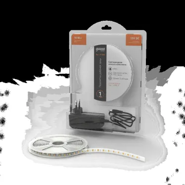 Лента светодиодная LED 5050/60-SMD 10 Вт/м 700 лм/м 3000К DC 12В IP20 10мм комплект лента и драйвер (блистер 5м) Basic Gauss