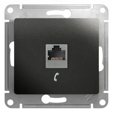 GLOSSA Розетка телефонная RJ11 антрацит в рамку