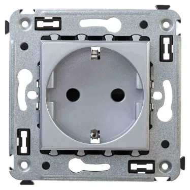 Avanti Розетка в стену 2P+E с з/ш Закаленная сталь