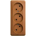 ЭТЮД Розетка тройная открытой установки без заземления без шторок 16А 250B,бук