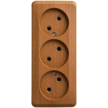 ЭТЮД Розетка тройная открытой установки без заземления без шторок 16А 250B,бук