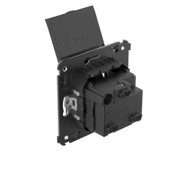 Avanti Розетка с крышкой в стену, 2P+E, ''Черный квадрат''