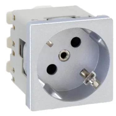 Connect Розетка с заземлением 16А 250В 45х45мм винтовые клеммы SC алюминий