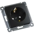 MASTER Розетка одноместная с заземляющим контактом, со шторками, скрытой установки, в рамку, черный