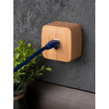 Розетка Phone одноместная ОП Минск светлое дерево