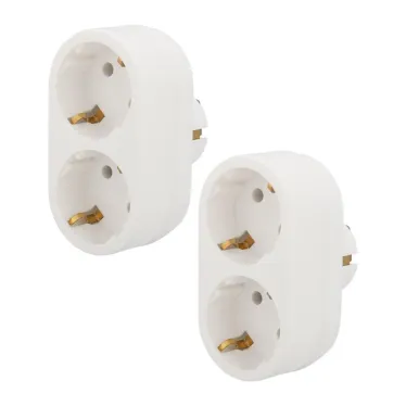 Набор двойников электрических 16 А вертикальные с заземлением, белый (2 шт/уп)