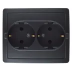 Розетка двойная с заземлением Schuko, винтовой зажим, 16А 250В, графит