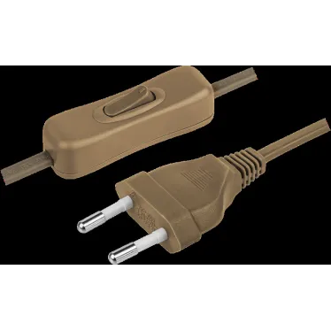 Шнур NPS-FS-170-2x0.5-BR 1.7м с выкл. корич. Navig