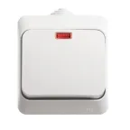 ЭТЮД Выключатель одноклавишный наружный с подсветкой IP44 белый